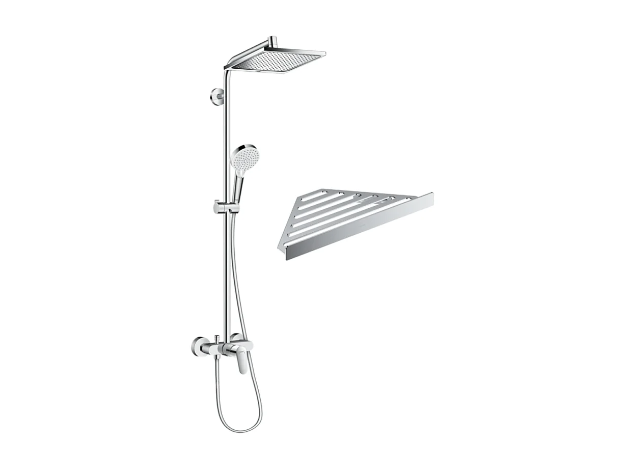 Colonne de douche mécanique HANSGROHE Crometta E 240 chromé + tablette Addstoris