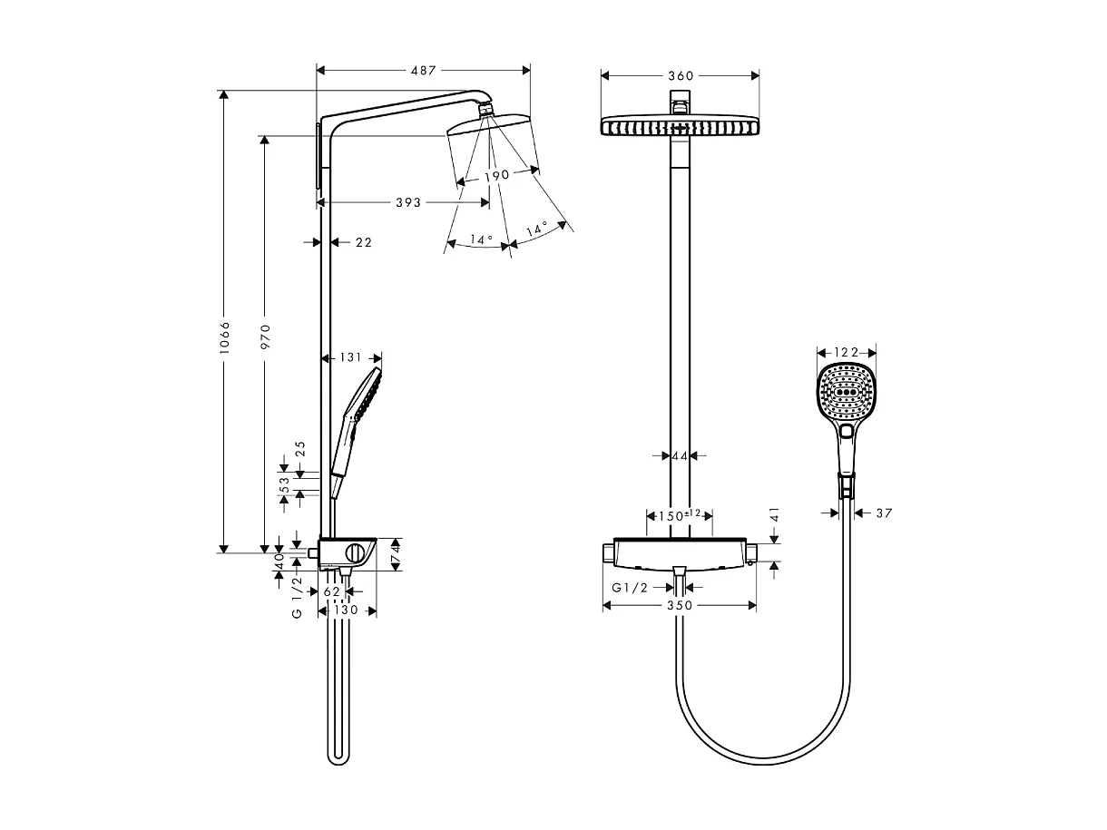 HANSGROHE Raindance E 360 columna de ducha termostática cromada