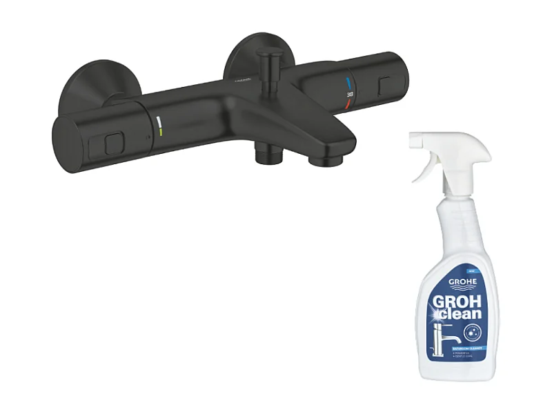 Mitigeur bain douche thermostatique GROHE Precision Start noir + nettoyant GrohClean
