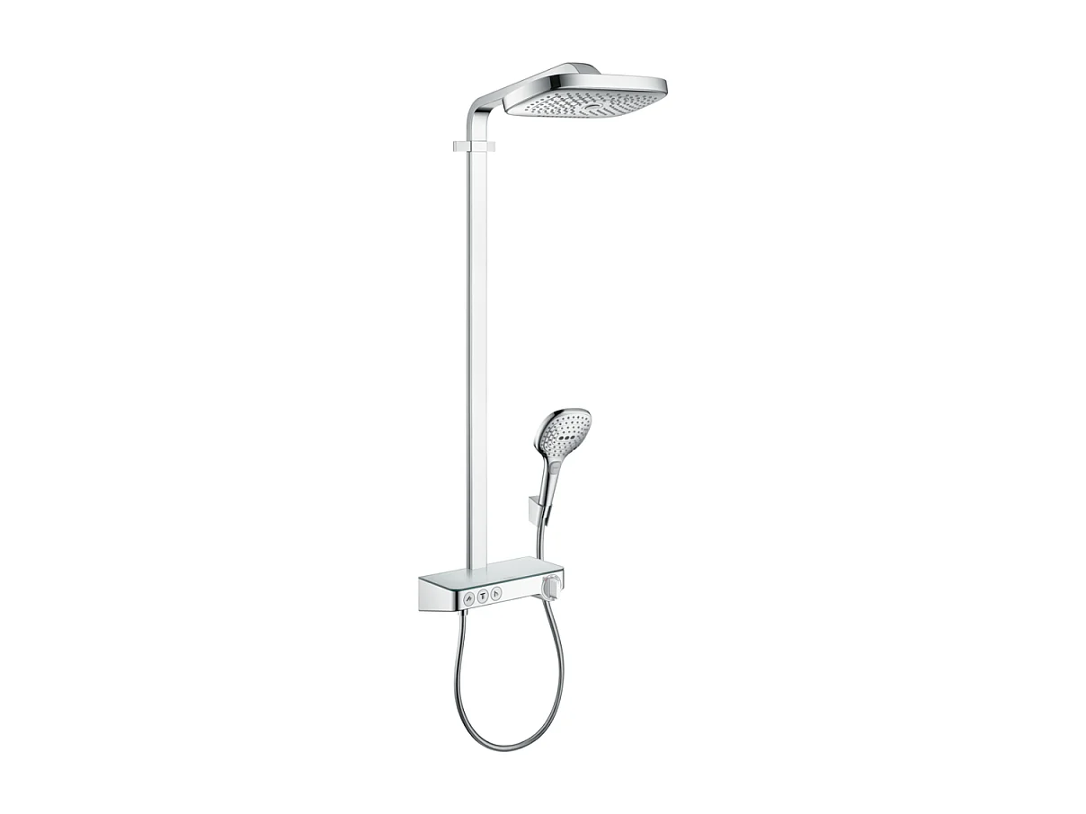 Colonne de douche thermostatique HANSGROHE Raindance Select E 300 3 jets avec mitigeur 30 cm blanc et chromé