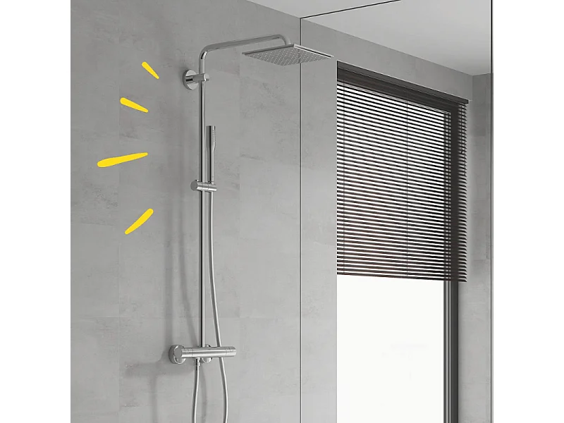 Colonne de douche thermostatique GROHE Vitalio Joy Système 230 + Tablette rectangle GROHE Start Cube + colle Quickglue