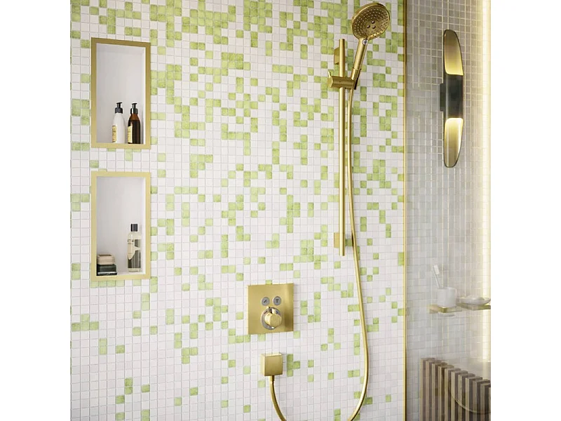 Façade pour mitigeur thermostatique encastré HANSGROHE ShowerSelect avec 2 fonctions aspect doré poli