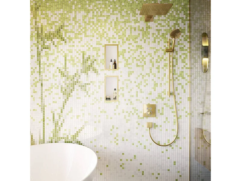 Façade pour mitigeur thermostatique encastré HANSGROHE ShowerSelect avec 2 fonctions aspect doré poli