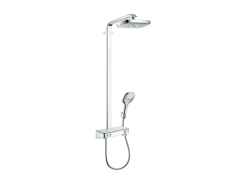 Colonne de douche thermostatique HANSGROHE Raindance Select E 300 EcoSmart avec mitigeur 30 cm chromé + tablette AddStoris