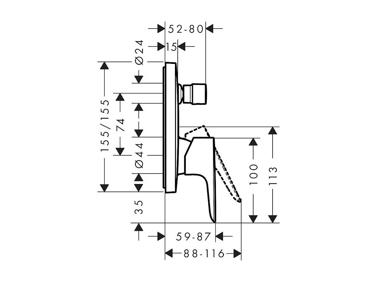HANSGROHE Façade Talis E mitigeur bain douche encastré Noir mat avec corps encastré et outil