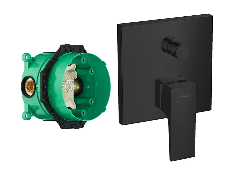 HANSGROHE Façade Metropol pour mitigeur bain douche encastré Noir mat avec corps encastré