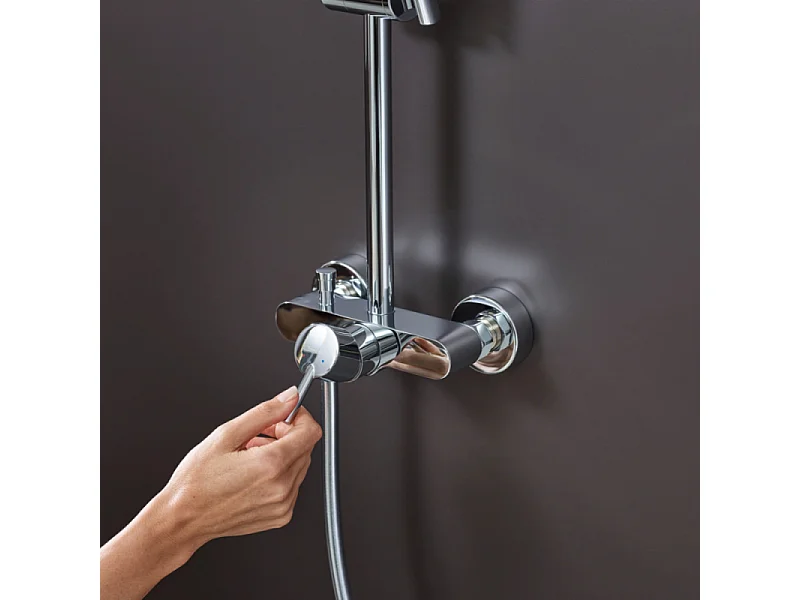 Colonne de douche mécanique HANSGROHE Croma Select S 280 chromé + tablette AddStoris