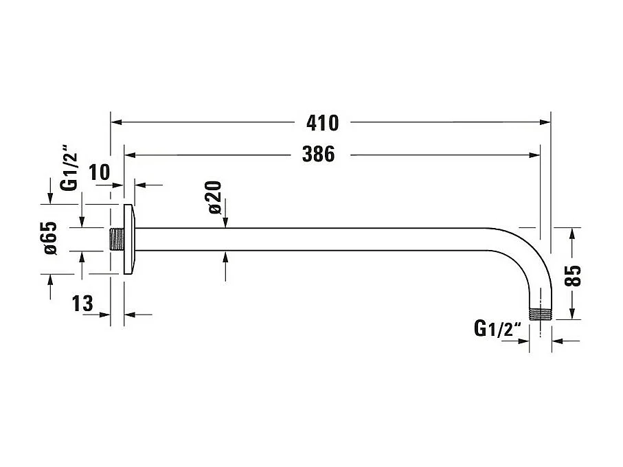 Bras de douche mural DURAVIT Universal 41 cm chromé