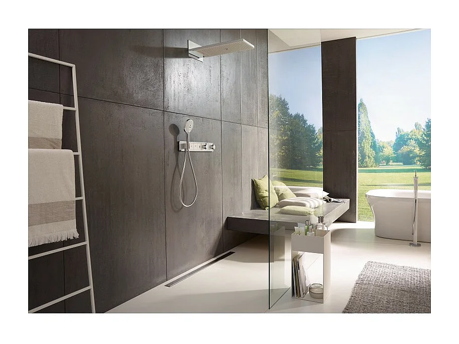 HANSGROHE Douche de tête 580 3jet EcoSmart 9 l/min blanc/chromé avec corps encastré universel pour robinetterie Ibox