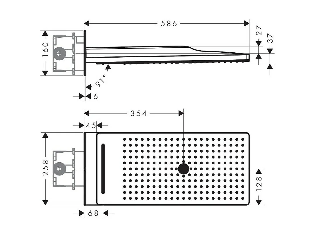 HANSGROHE Douche de tête 580 3jet EcoSmart 9 l/min blanc/chromé avec corps encastré universel pour robinetterie Ibox