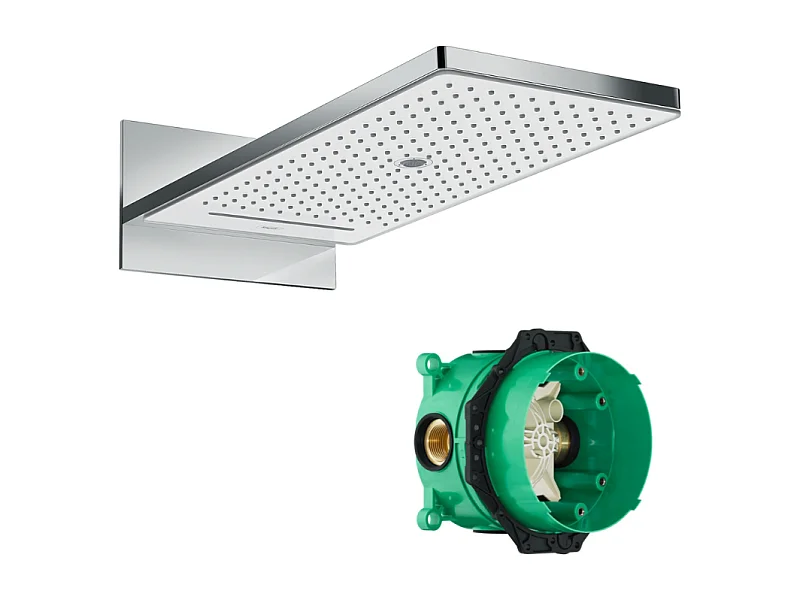 HANSGROHE Douche de tête 580 3jet EcoSmart 9 l/min blanc/chromé avec corps encastré universel pour robinetterie Ibox