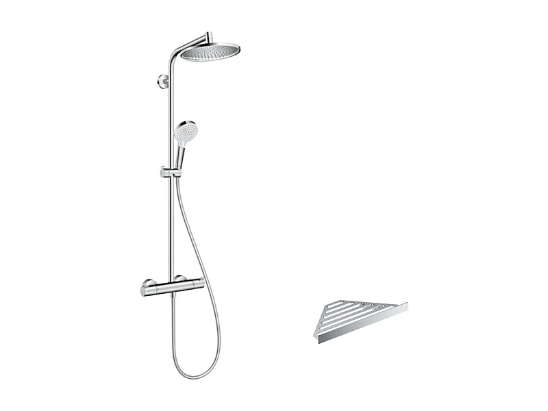 Colonne de douche thermostatique HANSGROHE Crometta S 240 chromé + tablette AddStoris