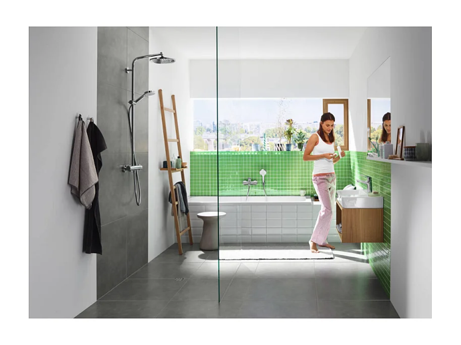 Colonne de douche thermostatique HANSGROHE Crometta S 240 chromé + tablette AddStoris