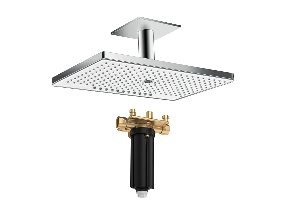 HANSGROHE Douche de tête 460 3jet EcoSmart raccord plafond blanc/chromé + corps d'encastrement