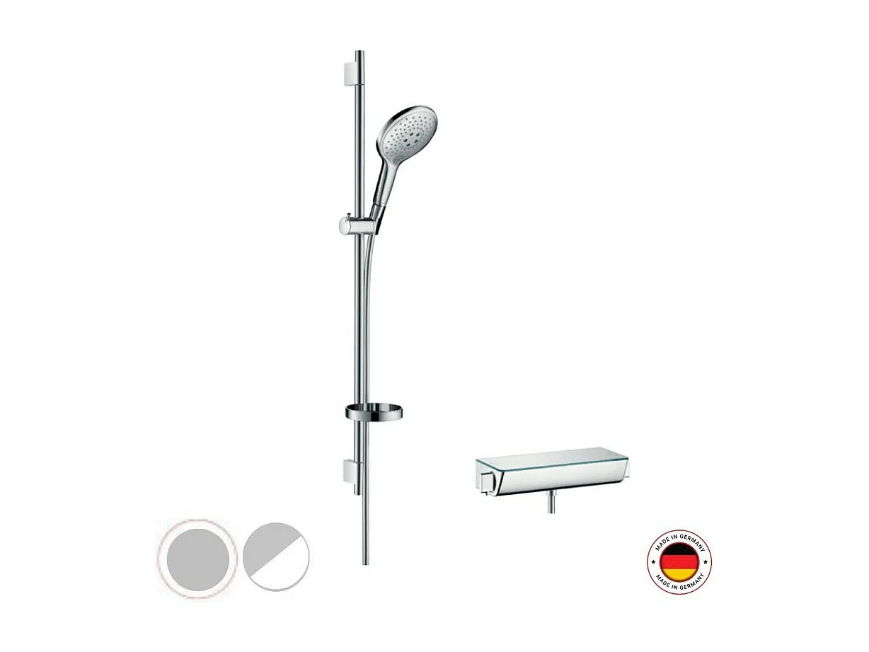 Ensemble douche HANSGROHE Raidance, mitigeur thermostatique + douchette à main 3 jets blanc chromé