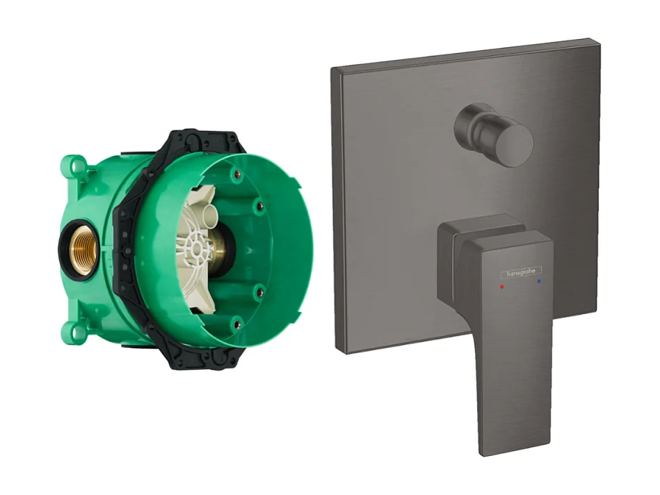 HANSGROHE Façade Metropol pour mitigeur bain douche encastré Noir Chromé brossé avec corps encastré