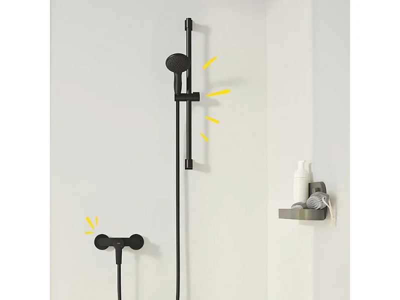 Pack mitigeur douche mécanique GROHE Start noir + ensemble de douche GROHE Vitalio Start