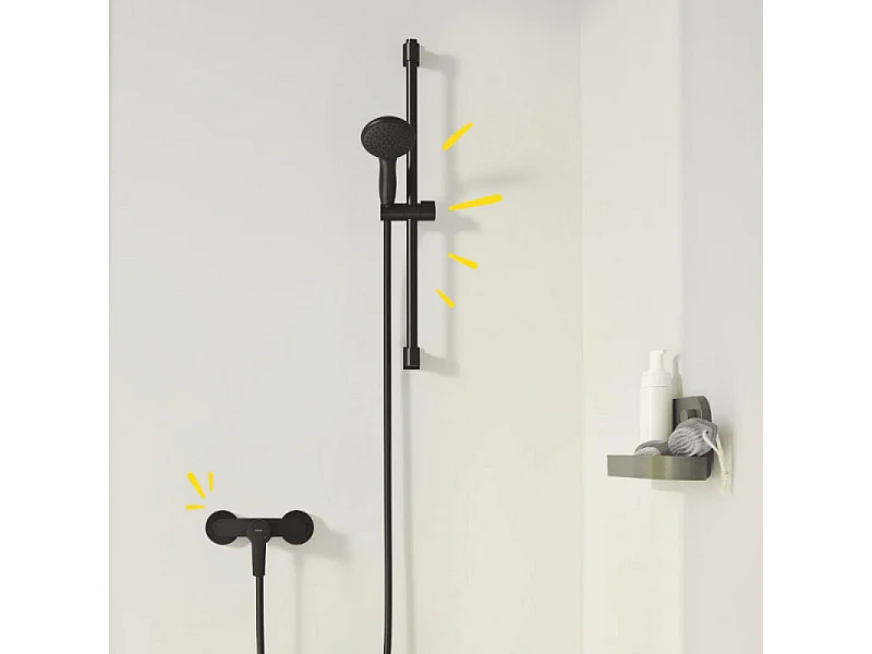 Pack mitigeur douche mécanique GROHE Start noir + ensemble de douche GROHE Vitalio Start