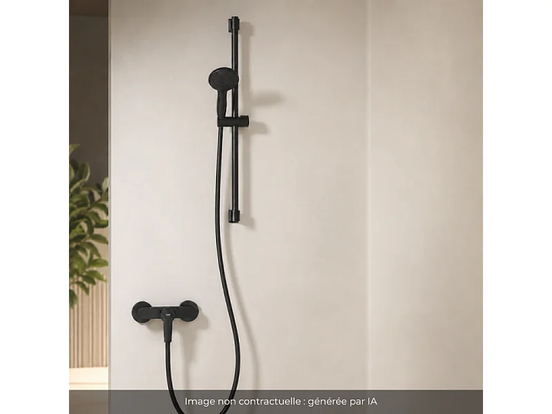 Mitigeur douche mécanique GROHE Start avec ensemble de douche 2 jets noir mat