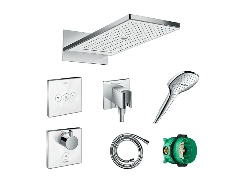 Lot robinet douche encastré  thermostatique HANSGROHE + Douche de tête Rainmaker Select 580 3 jets