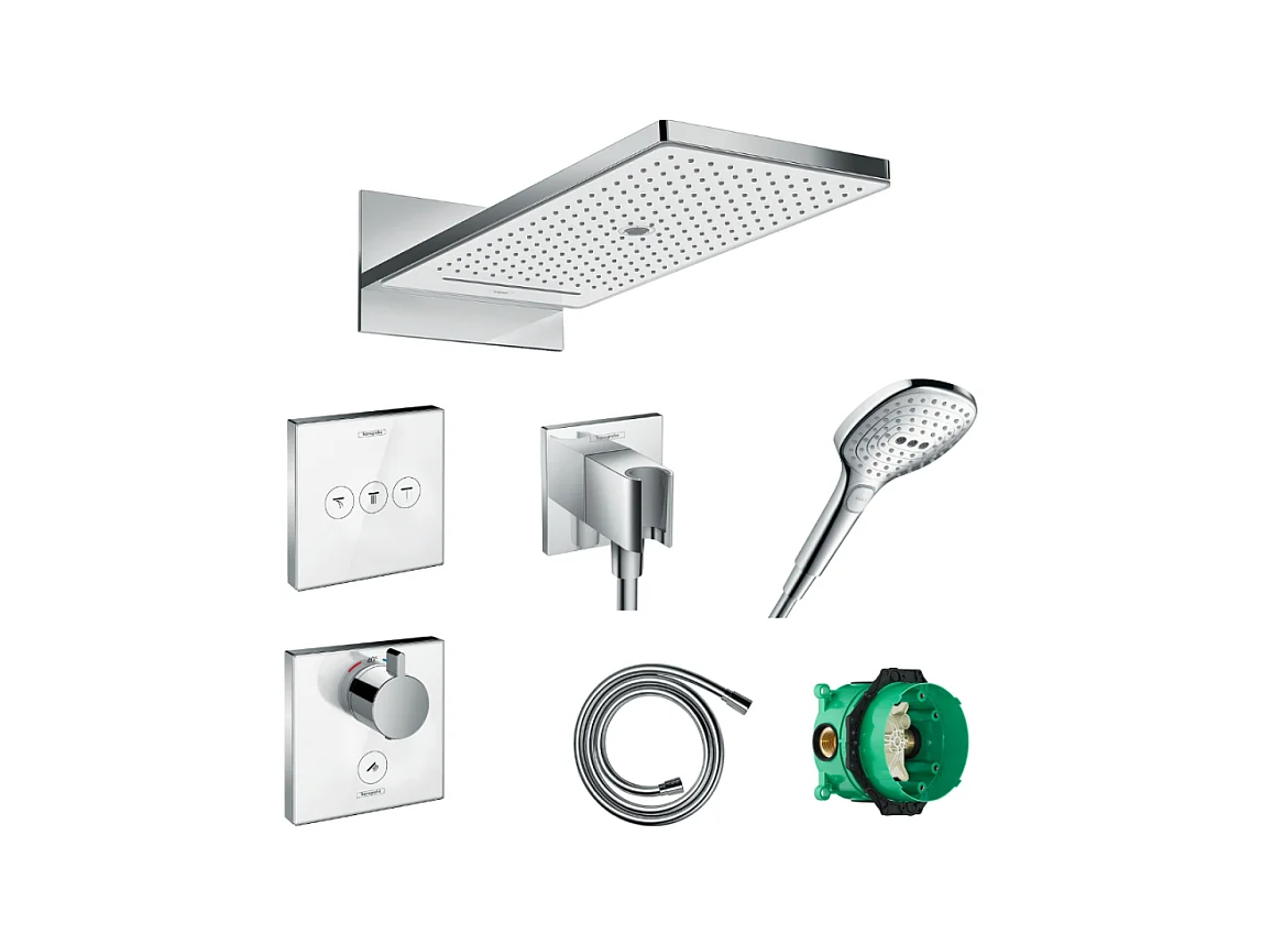 Lot robinet douche encastré  thermostatique HANSGROHE + Douche de tête Rainmaker Select 580 3 jets