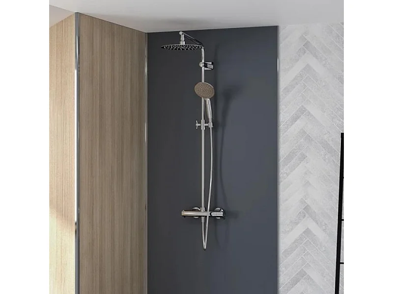 Colonne de douche thermostatique KINEDO Aquatica chromée + nettoyant Briochin