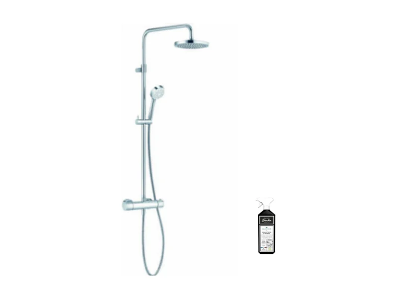 Colonne de douche thermostatique KINEDO Aquatica chromée + nettoyant Briochin