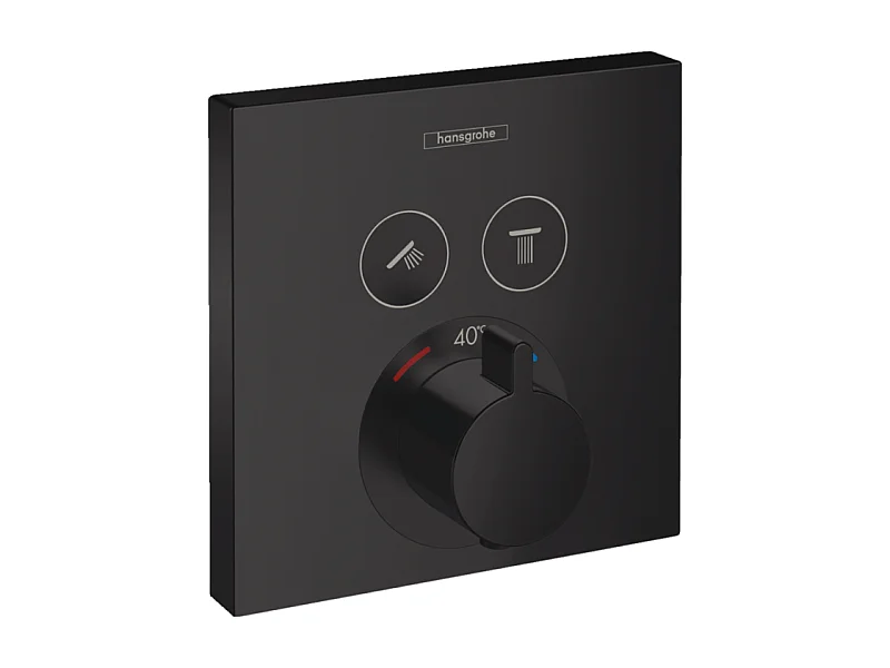 Façade pour mitigeur thermostatique encastré HANSGROHE ShowerSelect avec 2 fonctions noir mat