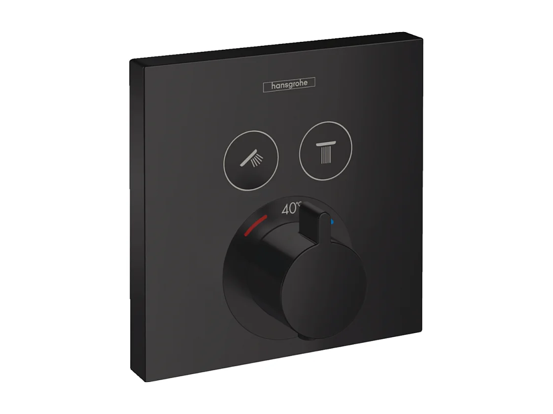Façade pour mitigeur thermostatique encastré HANSGROHE ShowerSelect avec 2 fonctions noir mat