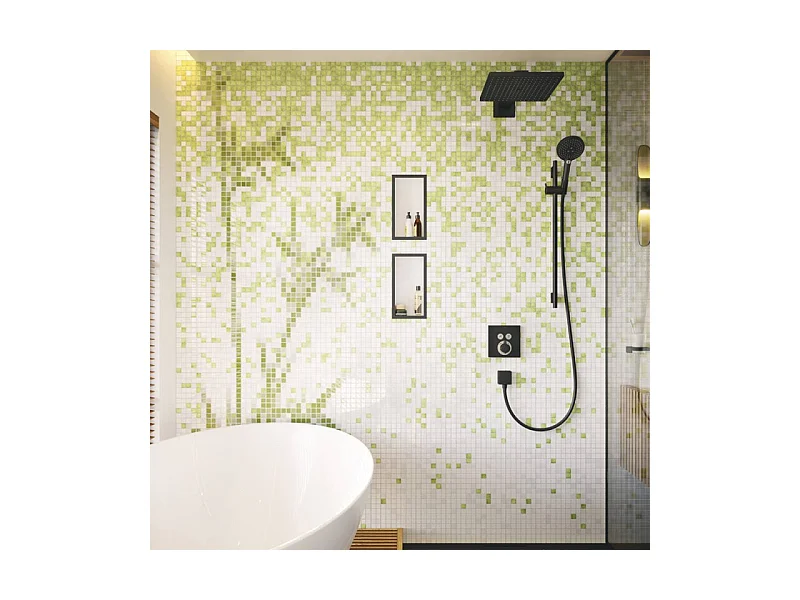 Façade pour mitigeur thermostatique encastré HANSGROHE ShowerSelect avec 2 fonctions noir mat