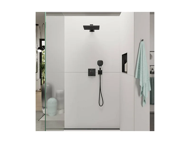 Façade pour mitigeur thermostatique encastré HANSGROHE ShowerSelect avec 2 fonctions noir mat