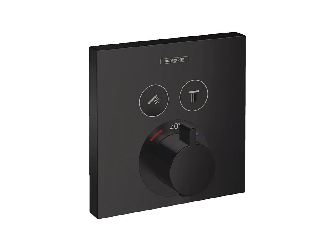 Façade pour mitigeur thermostatique encastré HANSGROHE ShowerSelect avec 2 fonctions noir mat