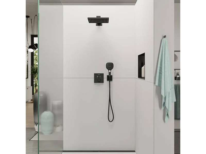 Frontal para mezclador termostático empotrado 2 funciones HANSGROHE ShowerSelect negro mate