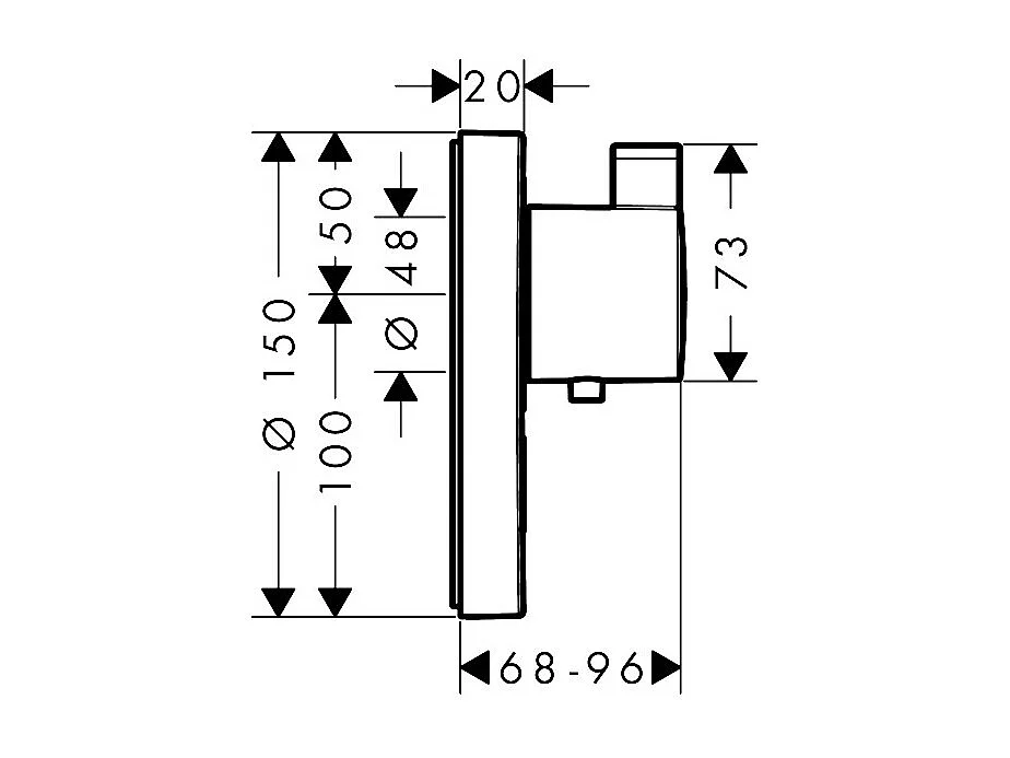 HANSGROHE Facade pour mitigeur encastré ShowerSelect S haut débit sortie permanente et robinet d'arrêt avec Corps encastré
