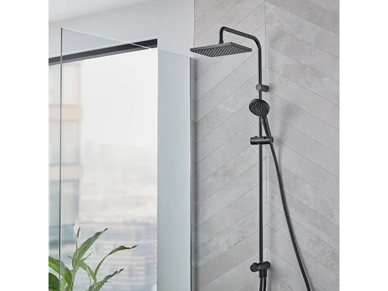 Colonne de douche ou bain douche sans mitigeur HANSGROHE Vernis Shape 230 noir mat + nettoyant Briochin