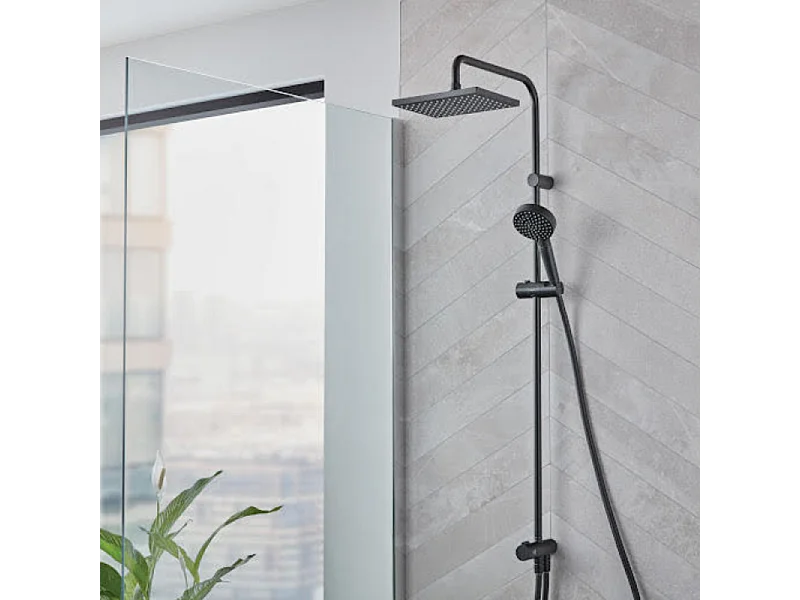 Colonne de douche ou bain douche sans mitigeur HANSGROHE Vernis Shape 230 noir mat + nettoyant Briochin