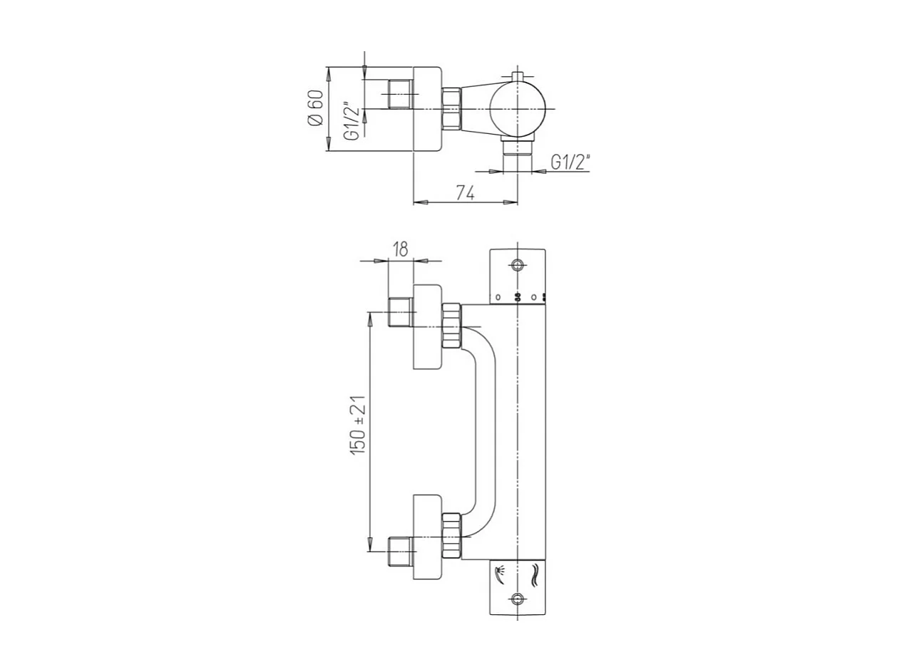 Paini Mitigeur douche thermostatique Cox gris acier