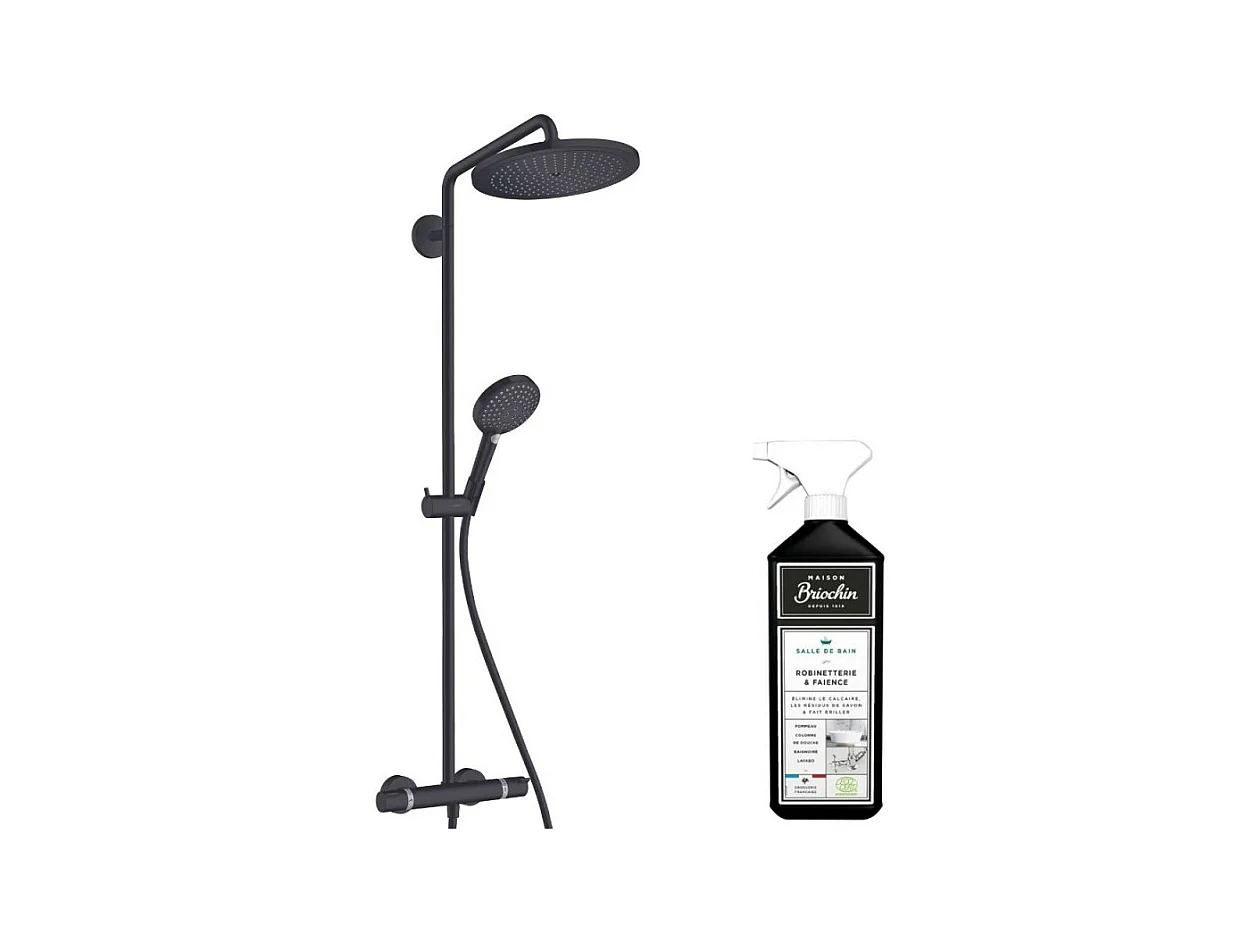 Colonne de douche thermostatique HANSGROHE Croma Select S 280 EcoSmart noir mat + nettoyant Briochin