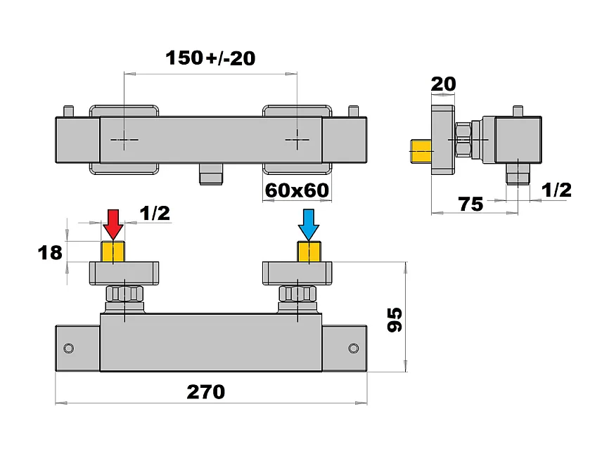 Paini - Mitigeur douche mural Dax noir mat