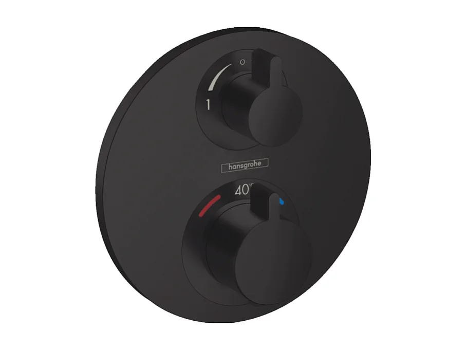 HANSGROHE Ecostat S mezclador termostático empotrado frontal con válvula de cierre y desviador negro mate