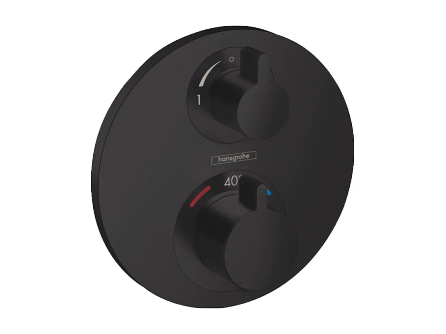HANSGROHE Ecostat S mezclador termostático empotrado frontal con válvula de cierre y desviador negro mate