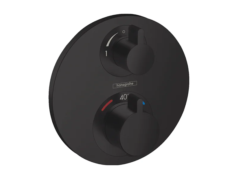 HANSGROHE Ecostat S mezclador termostático empotrado frontal con válvula de cierre y desviador negro mate