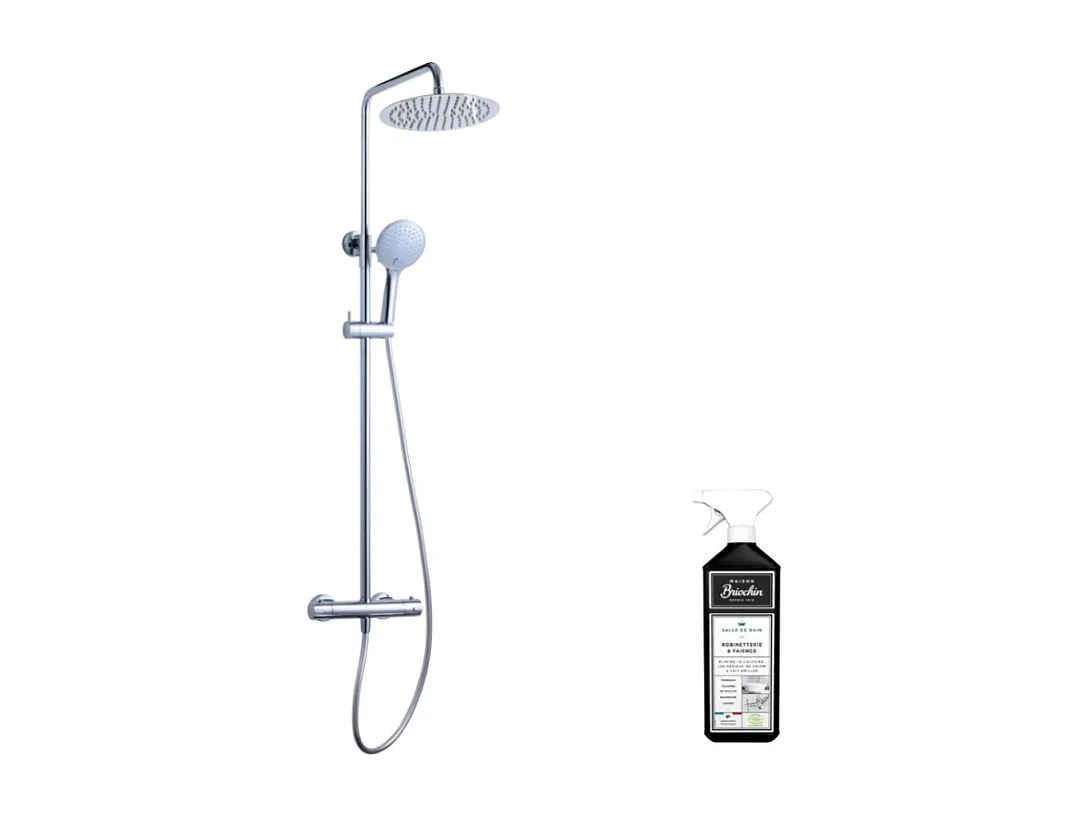 Colonne de douche PAINI Loggia confort reglable en hauteur + nettoyant Briochin