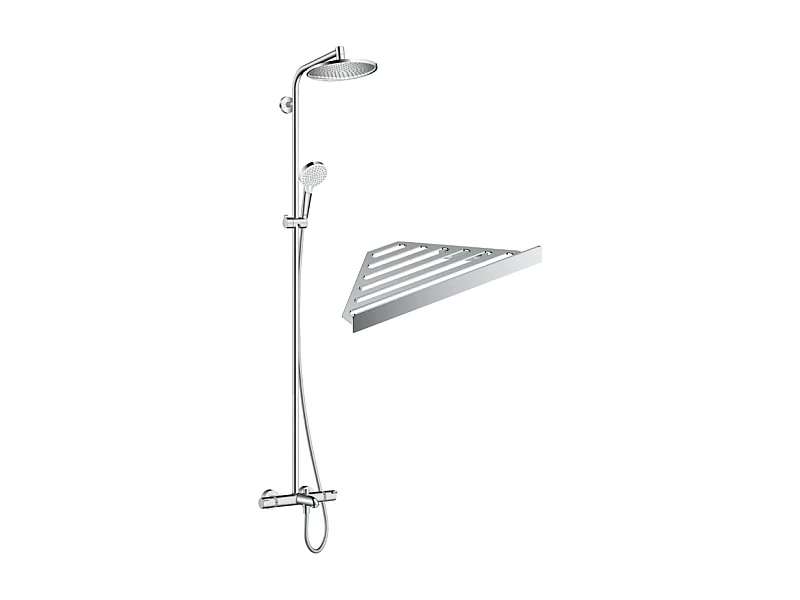Colonne bain douche thermostatique HANSGROHE Crometta S 240 chromé + tablette Addstoris