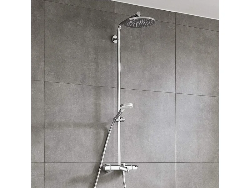 Colonne bain douche thermostatique HANSGROHE Crometta S 240 chromé + tablette Addstoris