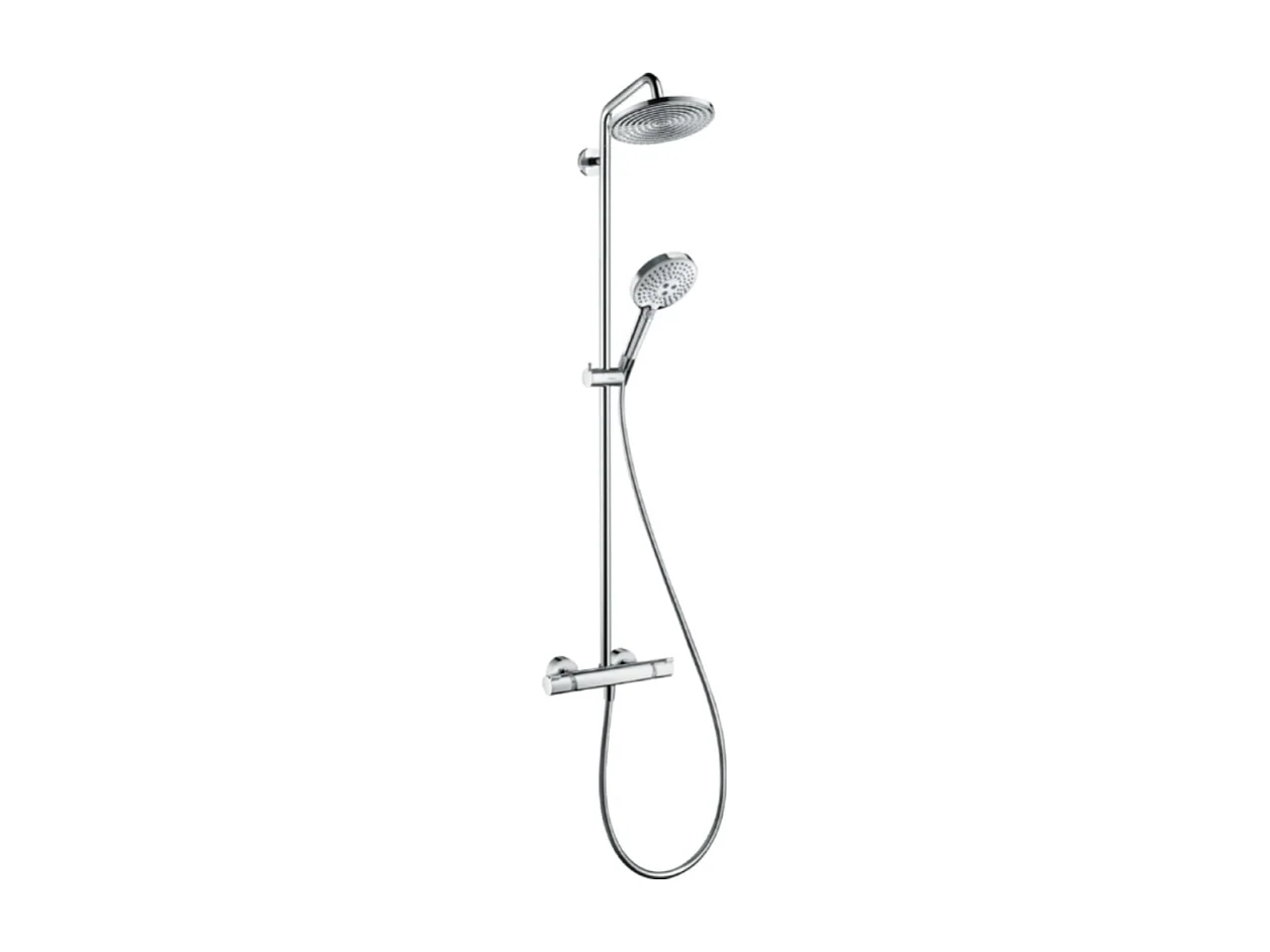 Colonne de douche thermostatique HANSGROHE Raidance S 240 EcoSmart chromé + tablette AddStoris