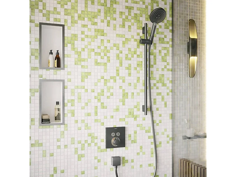 Frontal para HANSGROHE ShowerSelect mezclador termostático empotrado 2 funciones cromo cepillado negro