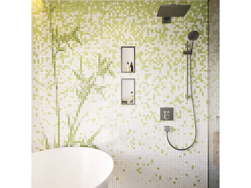 Frontal para HANSGROHE ShowerSelect mezclador termostático empotrado 2 funciones cromo cepillado negro