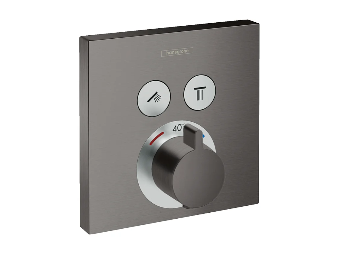Façade pour mitigeur thermostatique encastré HANSGROHE ShowerSelect avec 2 fonctions noir chromé brossé