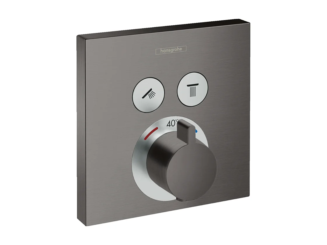 Façade pour mitigeur thermostatique encastré HANSGROHE ShowerSelect avec 2 fonctions noir chromé brossé